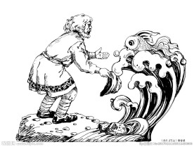 渔夫与金鱼 雕塑图