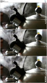 水壶烧开水冒热气