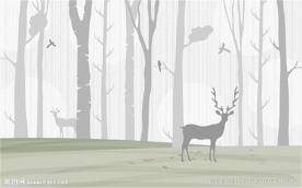 简约艺术森林背景墙装饰画