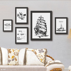 北欧风格简约装饰挂画黑白画