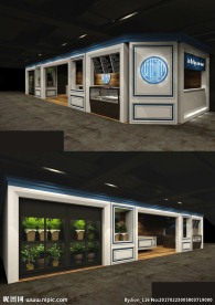 商场档口蛋糕店花店3D效果图