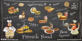 手绘美食黑板背景