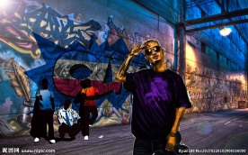 嘻哈涂鸦潮流装饰画背景墙