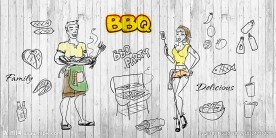 手绘特色烧烤装饰画背景墙