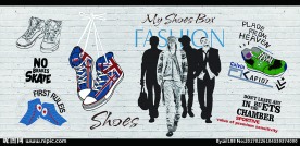 潮流手绘潮男潮品装饰画背景墙