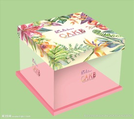 水墨花草蛋糕盒 效果图内有分层