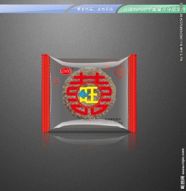 喜 饼干包装 平面展开分层文件