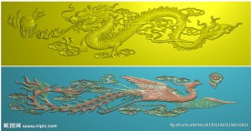 龙凤棺木棺材左右帮精雕浮雕灰度