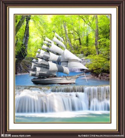 山水风景一帆风顺