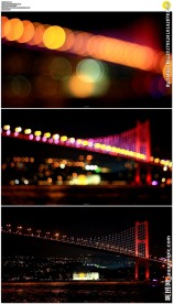 朦胧的夜晚桥梁光斑