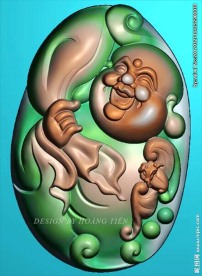 精雕图 蝙蝠布袋佛 如意佛