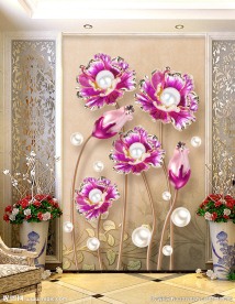 珠宝玫瑰珍珠3D玄关背景墙壁画