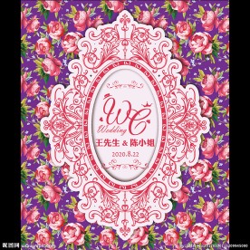 欧式紫色花卉婚礼婚庆迎宾背景