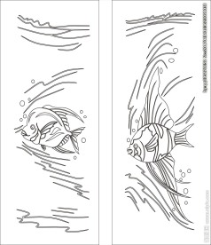 海洋移门缕空玻璃雕刻刻绘图案