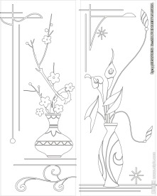 花盆移门缕空玻璃雕刻刻绘图案