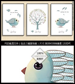 北欧简约装饰画爱情鸟