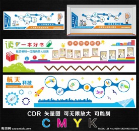 科学科技图书名著文化墙
