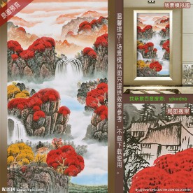 鸿运当头山水背景墙