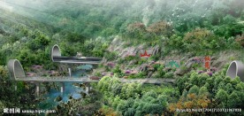 道路隧道小鸟瞰景观效果图