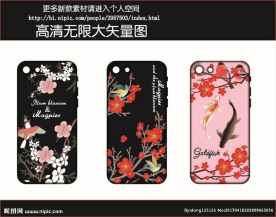 鱼鸟桃花手机壳图案