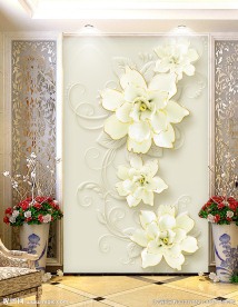 浮雕花卉玄关背景墙