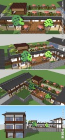 中式风格民宿庭院