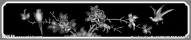 菊花牡丹花鸟抽斗浮雕灰度图