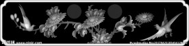 菊花抽斗浮雕灰度图