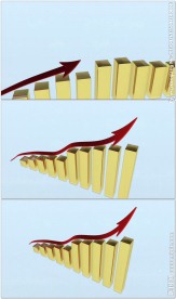 3D金色柱状图箭头生长动画