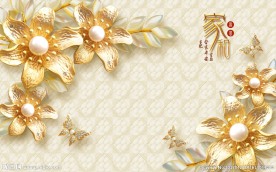 家和富贵金色奢华珠宝背景墙