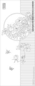 牡丹花艺术玻璃矢量图 线条图