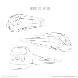 精致矢量铅笔手绘列车