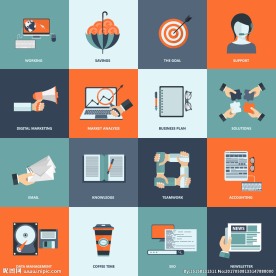 精致矢量商务复古插画图标