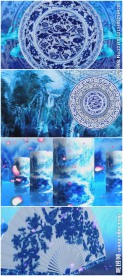 青花瓷大屏背景素材