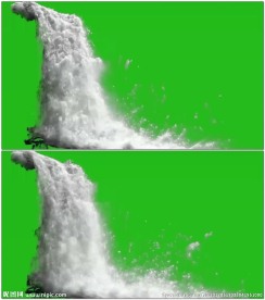 瀑布流水绿幕抠像视频素材