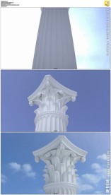 三维蓝天下旋转的白色柱子