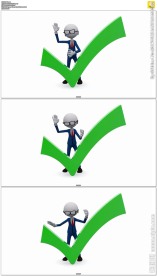 三维小人和绿色大勾