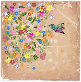 丝巾方巾鸟语花香