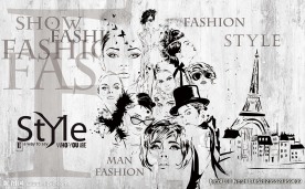 时尚手绘美女装饰画背景墙