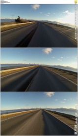 蓝天下开车高速路上穿梭