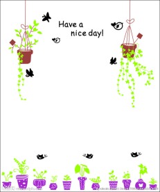 移门图案 墙贴画 小鸟盆栽