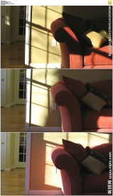 家居沙发旁阳光流动