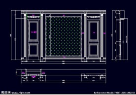 家装CAD实木背景雕花墙板背景
