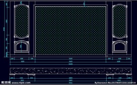 家装CAD实木背景雕花墙板背景
