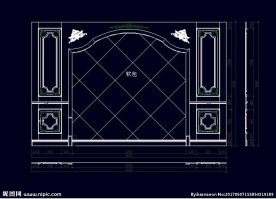 家装CAD实木背景雕花墙板背景