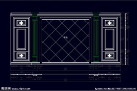 家装CAD实木背景雕花墙板背景