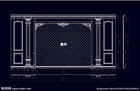 家装CAD实木背景雕花墙板背景