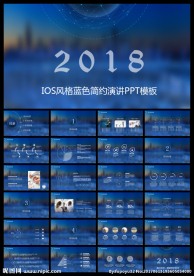 蓝色IOS风格简约演讲PPT