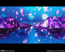 紫色钻石花瓣飘落舞台背景