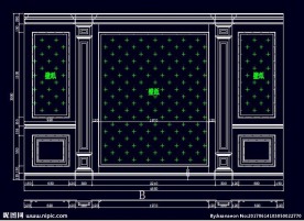 家装CAD实木背景压线墙板背景